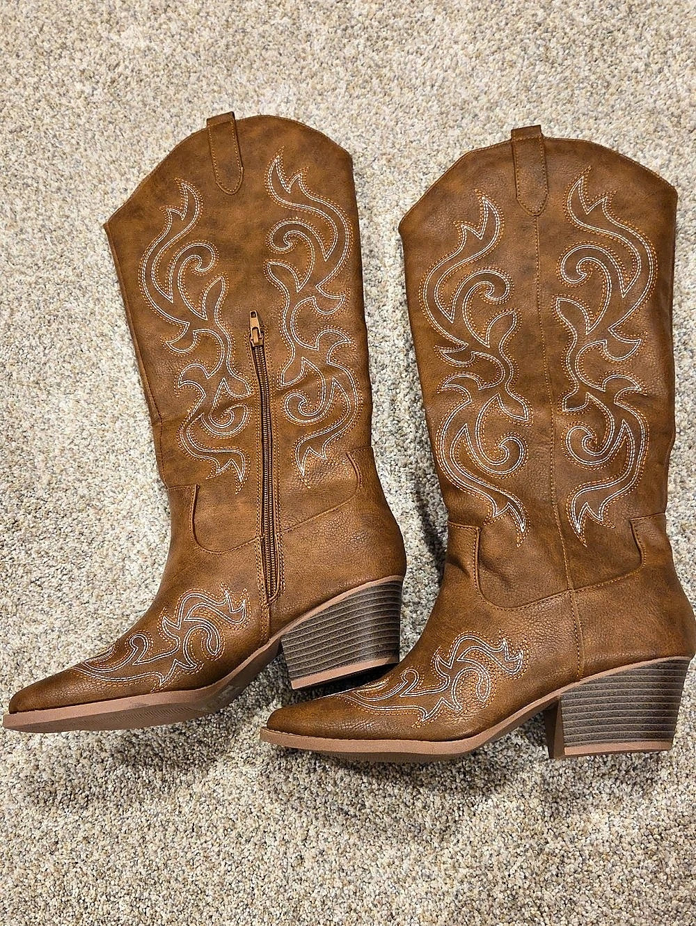 Embroidered Western Heeled Boots Brown US 9 Like New
